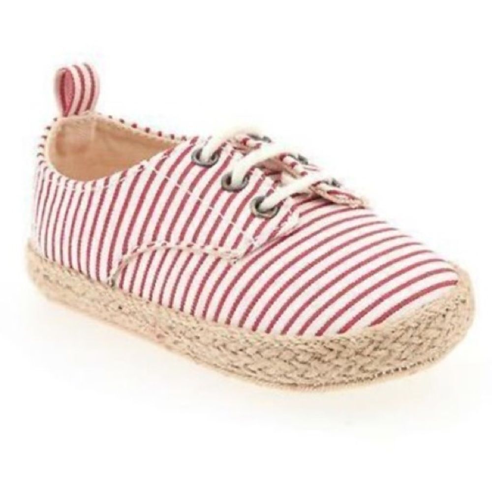 Old Navy Baby Girls Soft Sole Canvas Espadrille Red Stripe Sneakers. 0-3 Months.